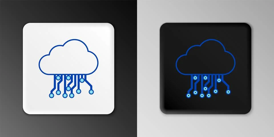 Line Internet of things icon isolated on grey background. Cloud computing d.. Stock Illustration