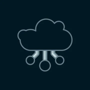 Line Internet of things icon isolated on black background. Cloud computing .. Stock Illustration