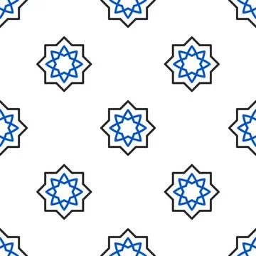 Line Islamic octagonal star ornament icon isolated seamless pattern on white イラスト素材