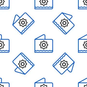 Line Islamic octagonal star ornament icon isolated seamless pattern on white Stock Illustration