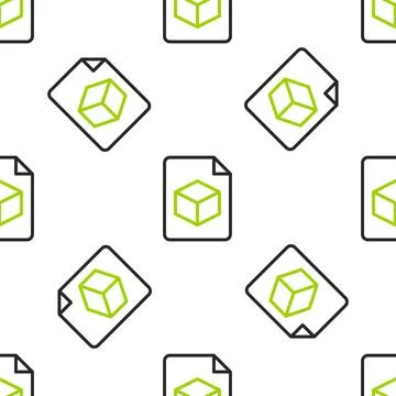 Line Isometric cube file icon isolated seamless pattern on white background.. Illustrazione stock