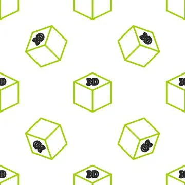 Line Isometric cube icon isolated seamless pattern on white background Illustrazione stock