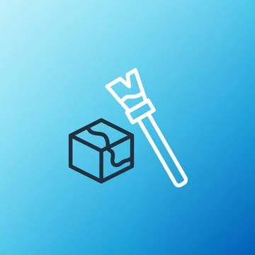 Line Isometric cube icon isolated on blue background. Geometric cubes solid icon 스톡 일러스트