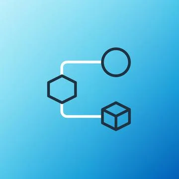 Line Isometric cube icon isolated on blue background. Geometric cubes solid icon Stock Illustration