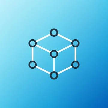 Line Isometric cube icon isolated on blue background. Geometric cubes solid icon Stock Illustration