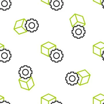 Line Isometric cube icon isolated seamless pattern on white background イラスト素材