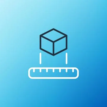 Line Isometric cube icon isolated on blue background. Geometric cubes solid icon Stock Illustration