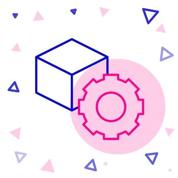 Line Isometric cube icon isolated on white background. Geometric cubes solid Stockillustratie