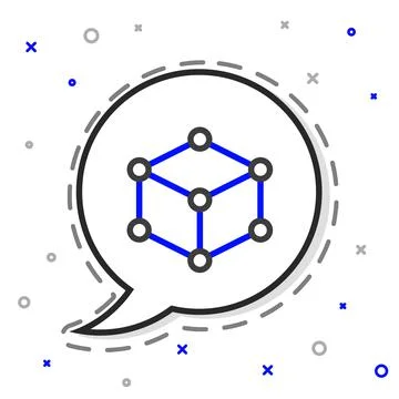 Line Isometric cube icon isolated on white background. Geometric cubes solid Stock Illustration
