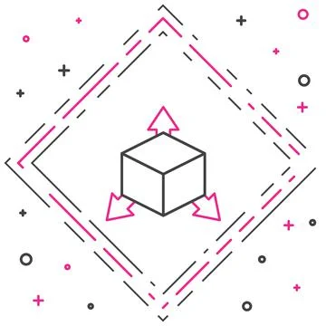 Line Isometric cube icon isolated on white background. Geometric cubes solid Illustrazione stock