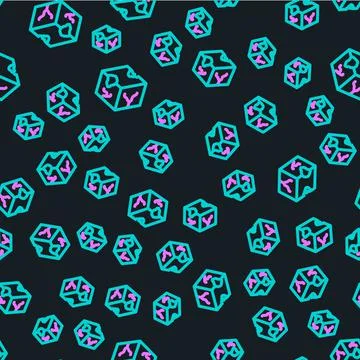 Line Isometric cube icon isolated seamless pattern on black background Stock Illustration