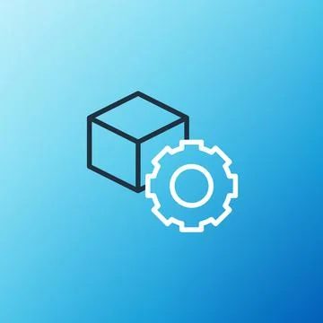 Line Isometric cube icon isolated on blue background. Geometric cubes solid icon 스톡 일러스트