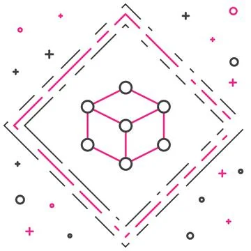 Line Isometric cube icon isolated on white background. Geometric cubes solid Stockillustratie