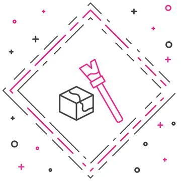 Line Isometric cube icon isolated on white background. Geometric cubes solid Stock Illustration
