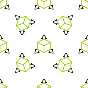 Line Isometric cube icon isolated seamless pattern on white background Stock Illustration