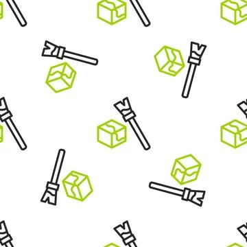 Line Isometric cube icon isolated seamless pattern on white background Illustrazione stock
