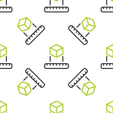 Line Isometric cube icon isolated seamless pattern on white background Stock Illustration