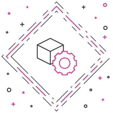 Line Isometric cube icon isolated on white background. Geometric cubes soli.. Stock Illustration