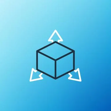 Line Isometric cube icon isolated on blue background. Geometric cubes solid.. Stock Illustration