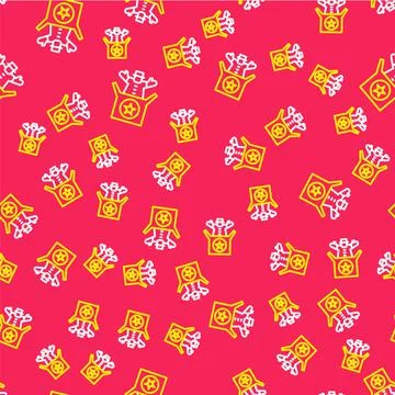 Line Jack in the box toy icon isolated seamless pattern on red background Stock Illustration