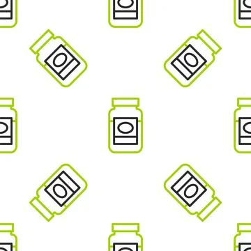 Line Jam jar icon isolated seamless pattern on white background.  Vector 스톡 일러스트