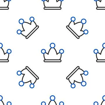 Line Jester hat with bells isolated seamless pattern on white background. C.. Stock Illustration