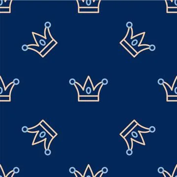 Line Jester hat with bells isolated seamless pattern on blue background. Cl.. Illustrazione stock