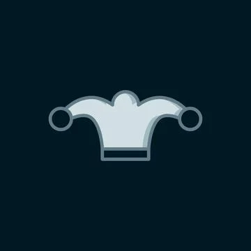 Line Jester hat with bells isolated on black background. Clown icon. Amusem.. イラスト素材