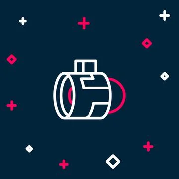 Line Jet engine turbine icon isolated on blue background. Plane turbine Stock Illustration