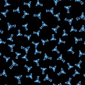 Line Joystick for arcade machine icon isolated seamless pattern on black Stock Illustration