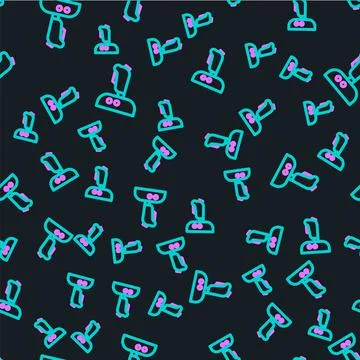 Line Joystick for arcade machine icon isolated seamless pattern on black イラスト素材