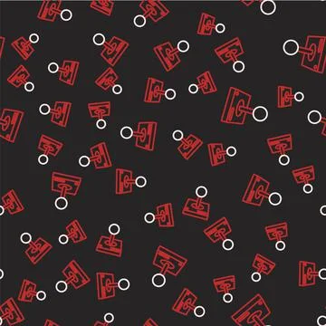 Line Joystick for arcade machine icon isolated seamless pattern on black Stock Illustration