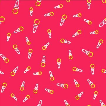 Line Joystick for arcade machine icon isolated seamless pattern on red Stock Illustration