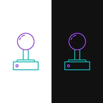 Line Joystick for arcade machine icon isolated on white and black background Stock Illustration
