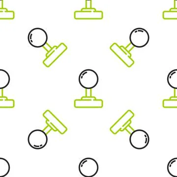 Line Joystick for arcade machine icon isolated seamless pattern on white Stock Illustration
