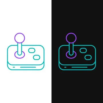Line Joystick for arcade machine icon isolated on white and black background Stock Illustration
