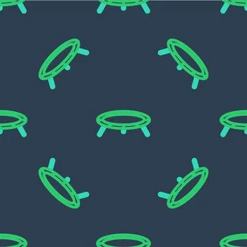 Line Jumping trampoline icon isolated seamless pattern on blue background Illustrazione stock
