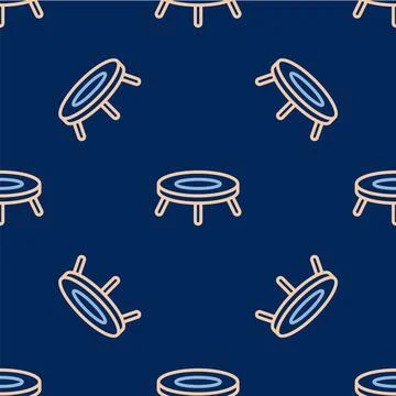 Line Jumping trampoline icon isolated seamless pattern on blue background Illustrazione stock