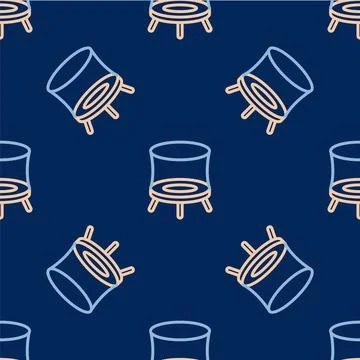 Line Jumping trampoline icon isolated seamless pattern on blue background Stock Illustration