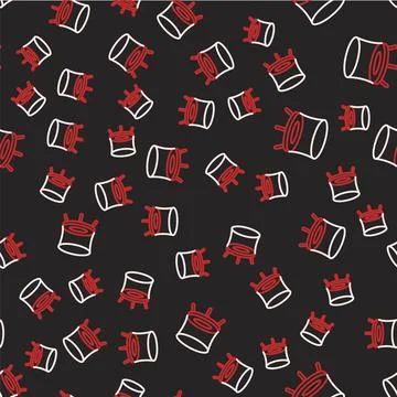 Line Jumping trampoline icon isolated seamless pattern on black background.   Stock Illustration