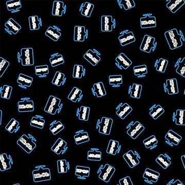 Line K-pop icon isolated seamless pattern on black background. Korean popular Stock Illustration