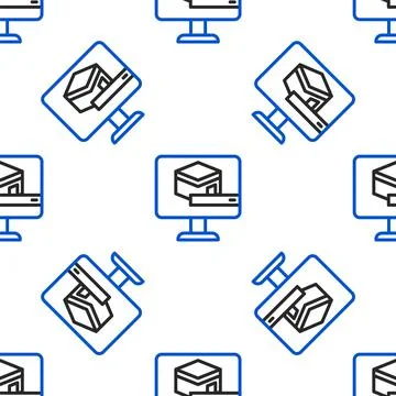 Line Kaaba mosque icon isolated seamless pattern on white background. Kaaba hajj Stock Illustration