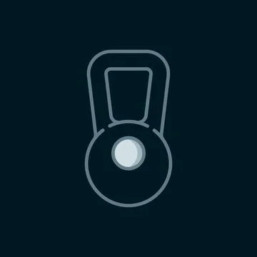 Line Kettlebell icon isolated on black background. Sport equipment. Flat fi.. Stockillustratie