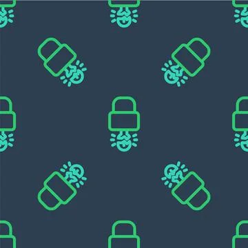 Line Key broke inside of padlock icon isolated seamless pattern on blue 스톡 일러스트