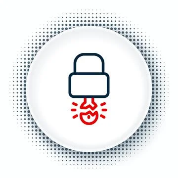 Line Key broke inside of padlock icon isolated on white background. Padlock sign 스톡 일러스트