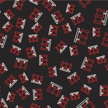 Line Kid playground slide pipe icon isolated seamless pattern on black Illustration