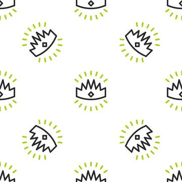 Line King crown icon isolated seamless pattern on white background.  Vector Stockillustratie