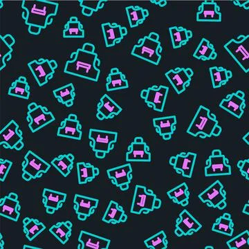 Line Kitchen apron icon isolated seamless pattern on black background. Chef Stock Illustration