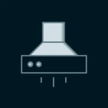Line Kitchen extractor fan icon isolated on black background. Cooker hood. .. Stock Illustration