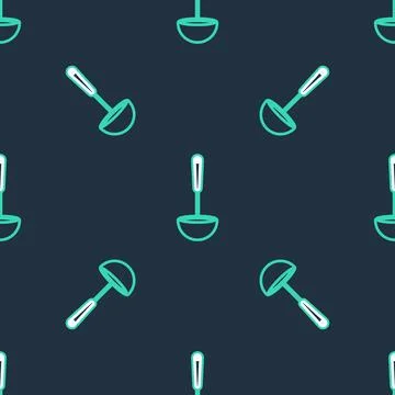 Line Kitchen ladle icon isolated seamless pattern on black background. Cook.. イラスト素材